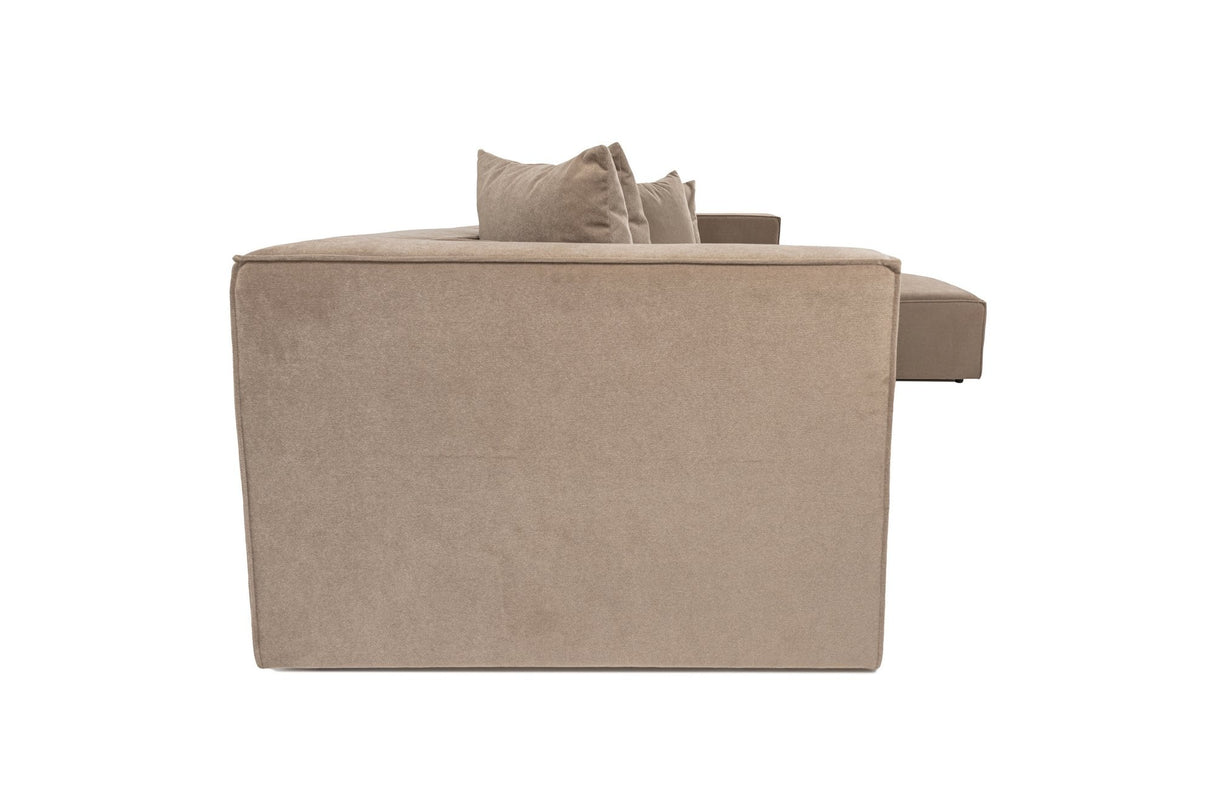 Modulares XXL-Ecksofa Cappuccino Leinen 430 cm Sora - rechts