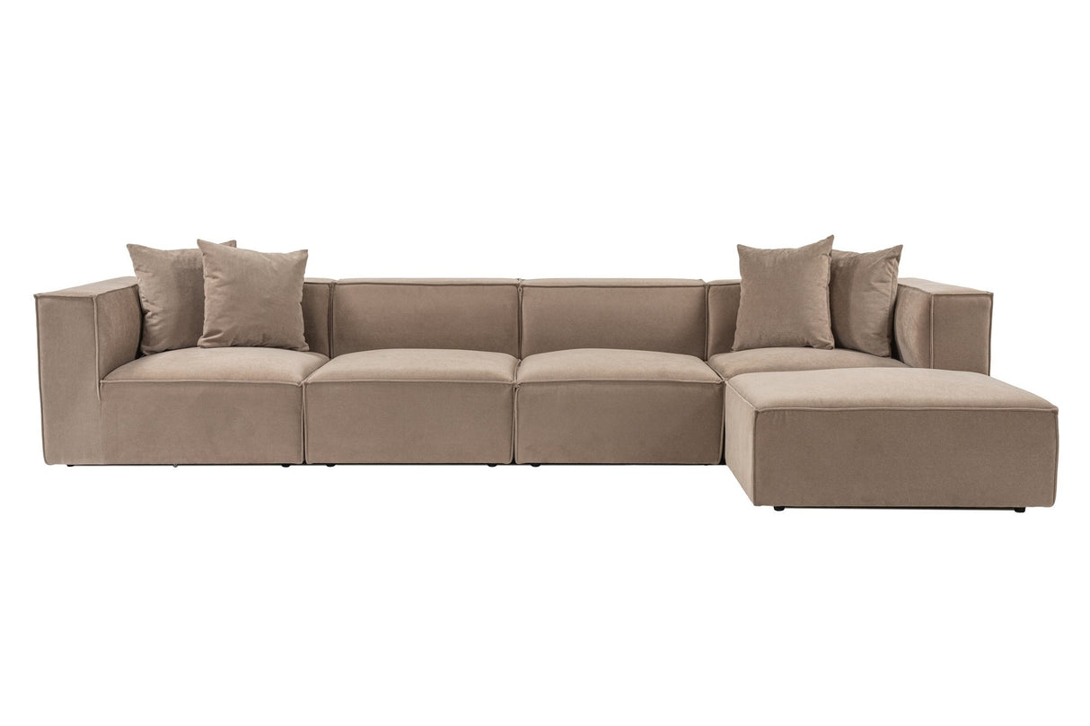 Modulares XXL-Ecksofa Cappuccino Leinen 430 cm Sora - rechts