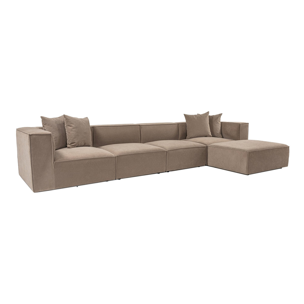 Modulares XXL-Ecksofa Cappucino Leinen 430 cm Sora