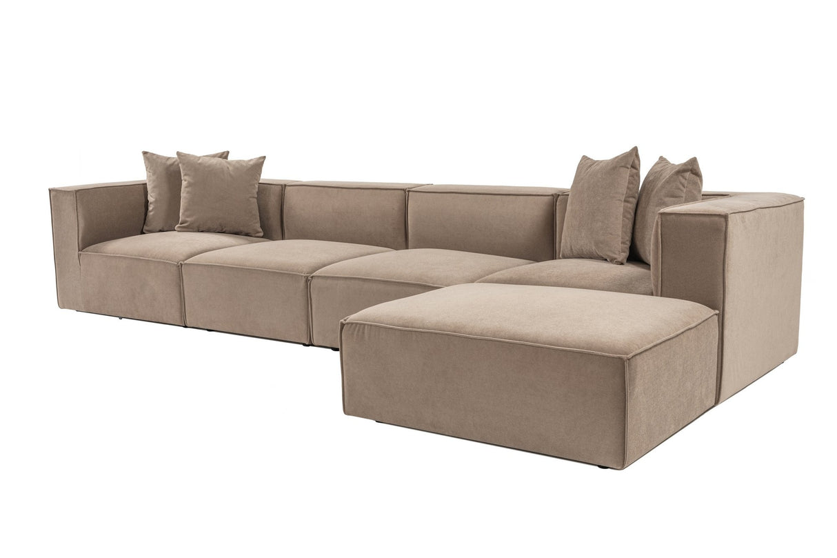 Modulares XXL-Ecksofa Cappuccino Leinen 430 cm Sora - rechts