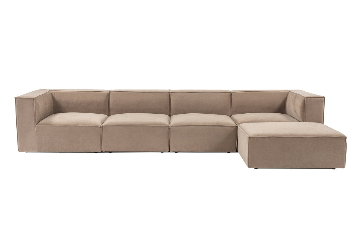 Modulares XXL-Ecksofa Cappuccino Leinen 430 cm Sora - rechts
