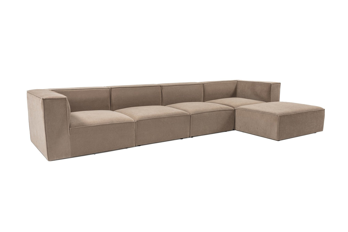Modulares XXL-Ecksofa Cappuccino Leinen 430 cm Sora - rechts