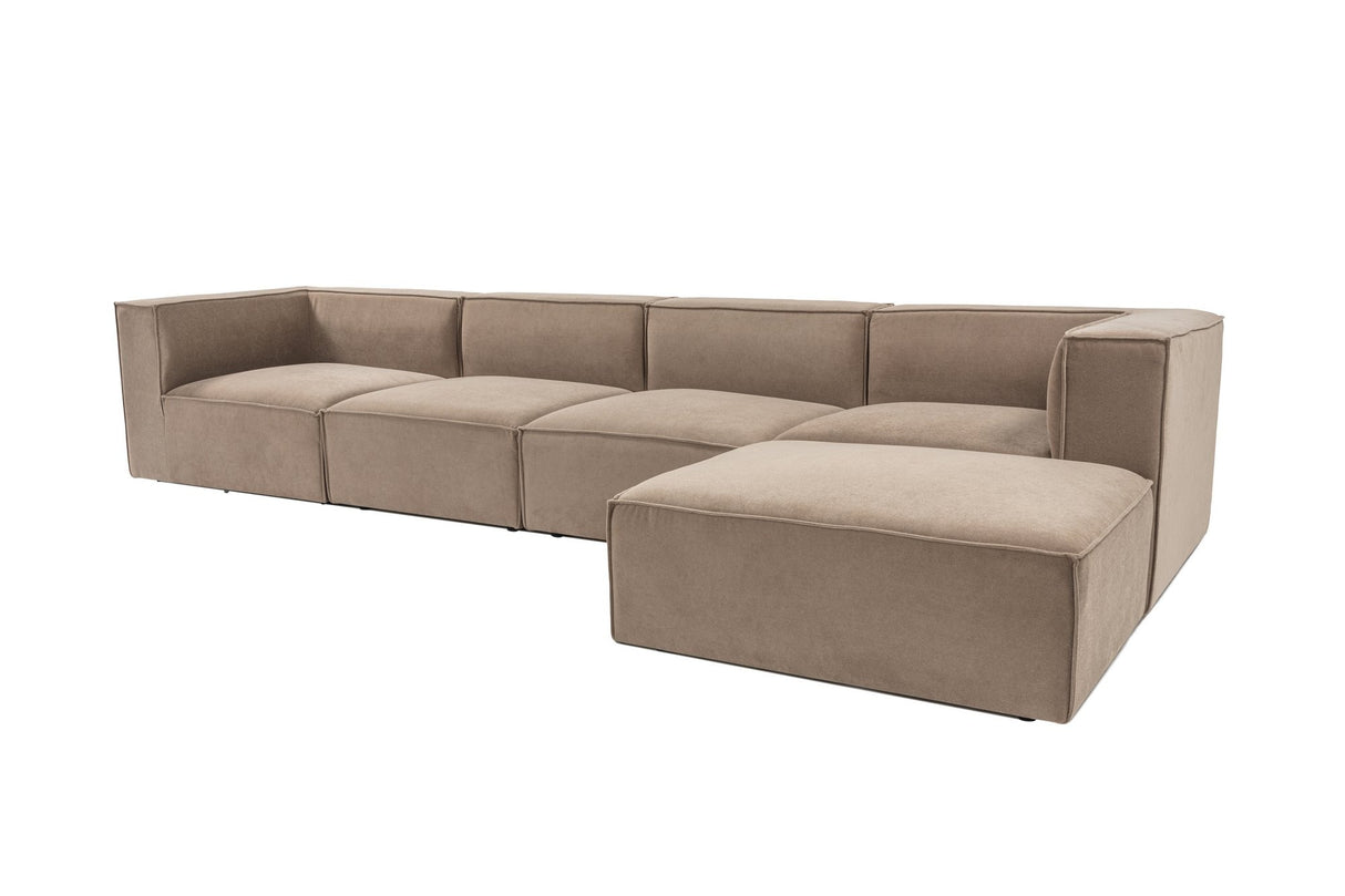 Modulares XXL-Ecksofa Cappuccino Leinen 430 cm Sora - rechts