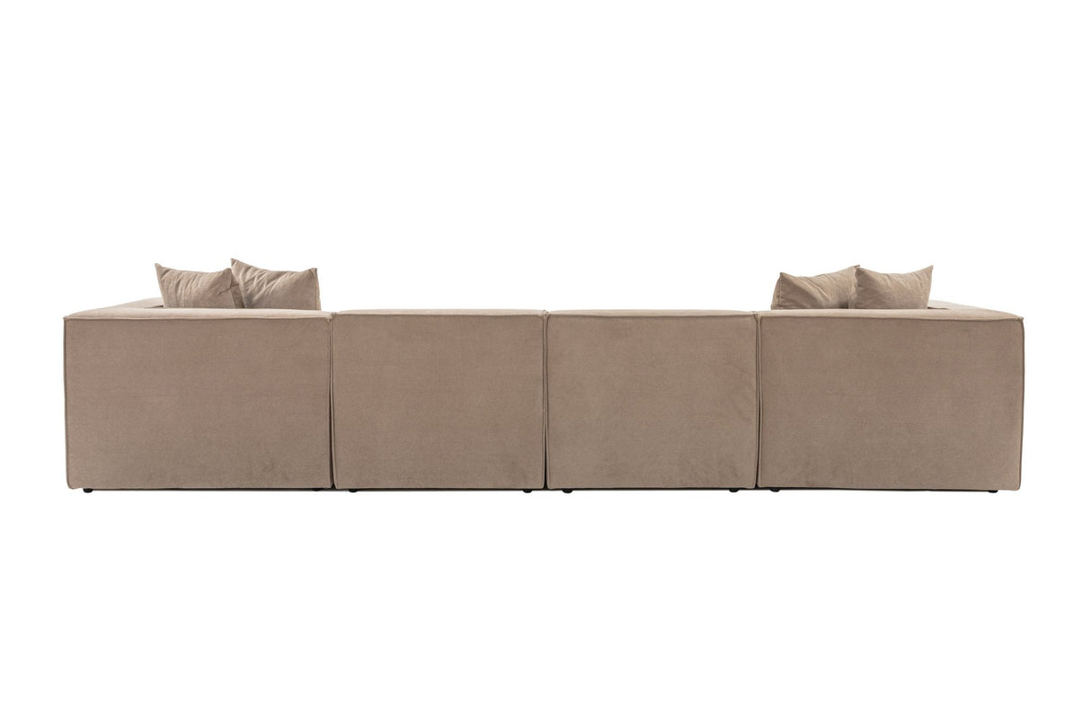 Modulares XXL-Ecksofa Cappuccino Leinen 430 cm Sora - rechts
