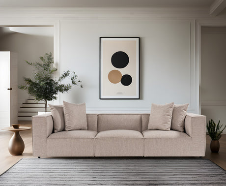 Modulares XXL 3-Sitzer Sofa Sora 325 cm breit in Beige Leinen