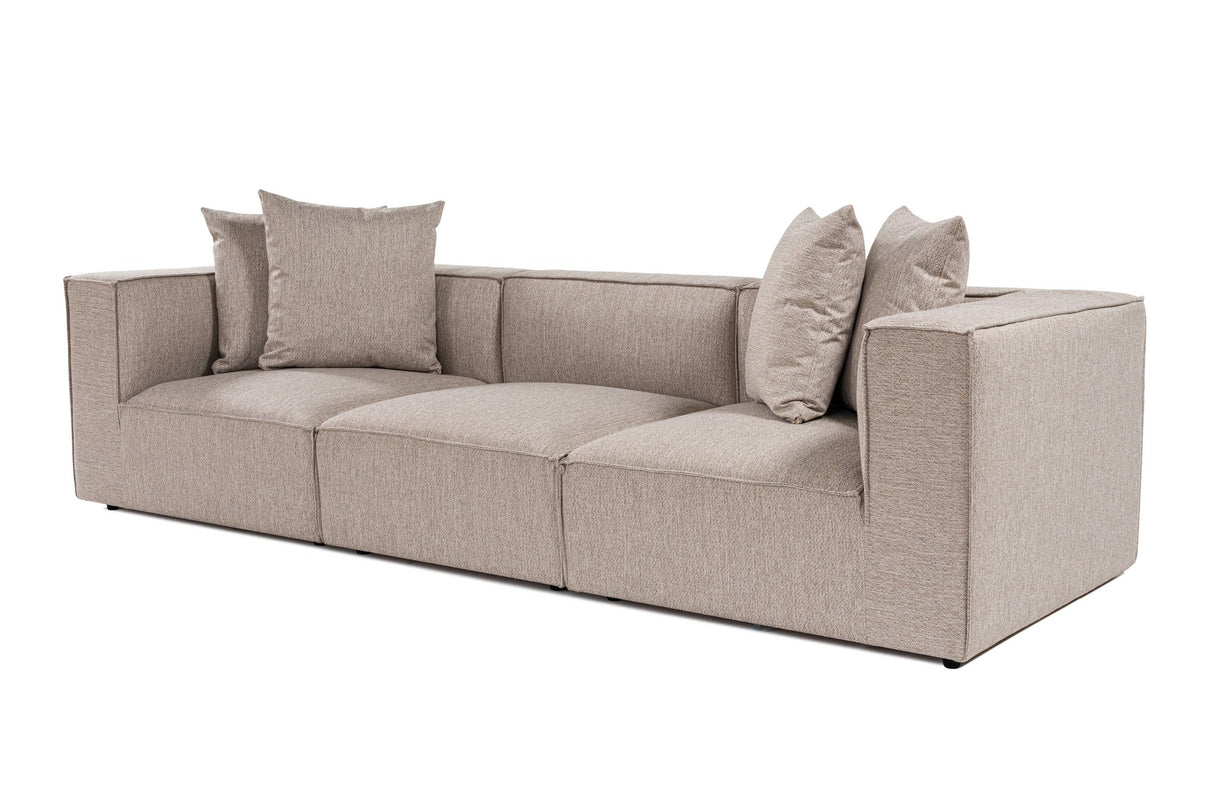 Modulares XXL 3-Sitzer Sofa Sora 325 cm breit in Beige Leinen