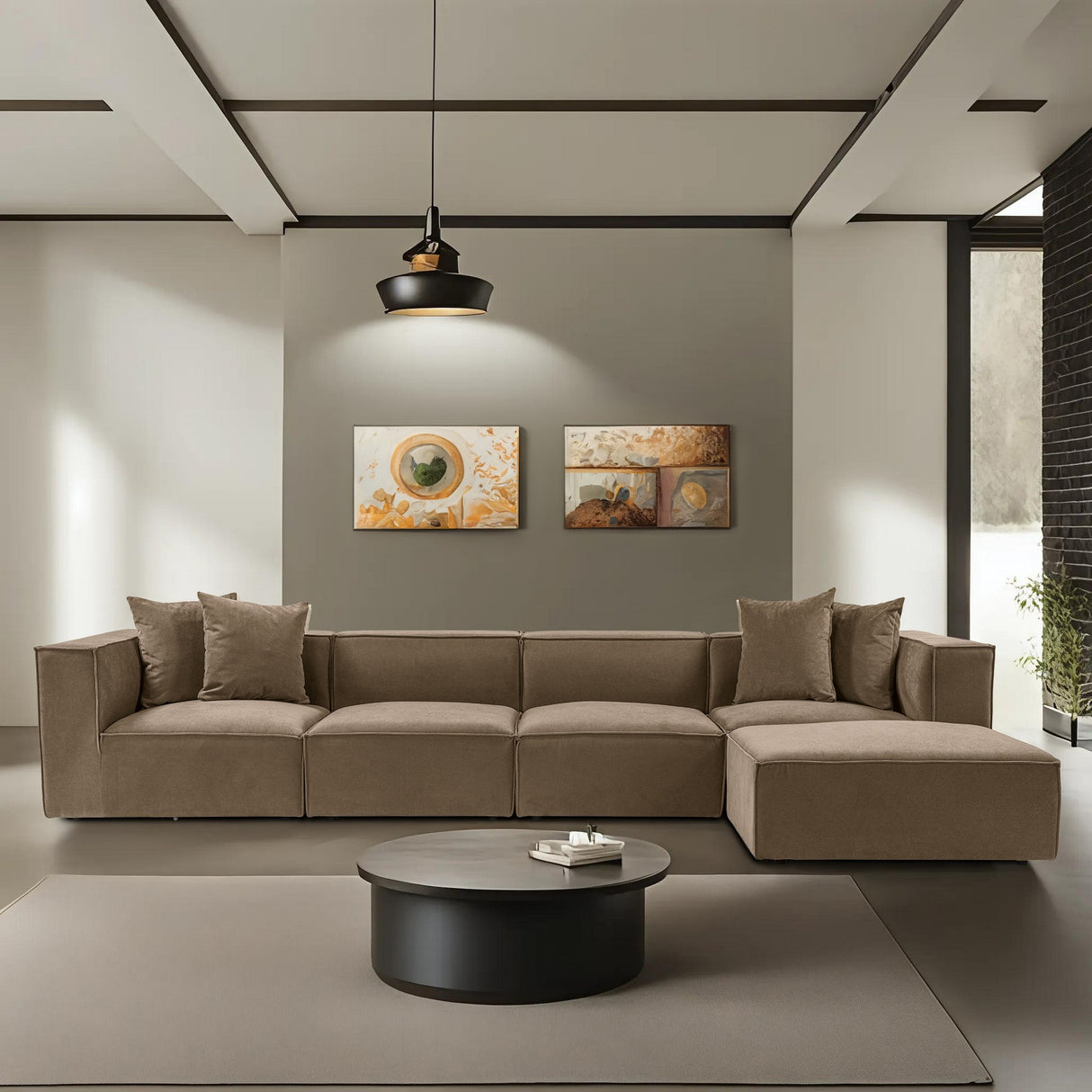 Modulares XXL-Ecksofa brauner Leinenstoff 430 cm breit Sora - rechts