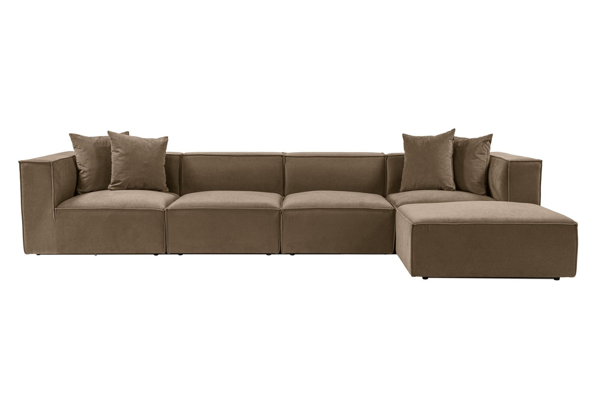 Modulares XXL-Ecksofa brauner Leinenstoff 430 cm breit Sora - rechts