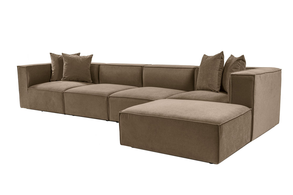 Modulares XXL-Ecksofa, taupefarbenes Leinen, 430 cm breit, Sora