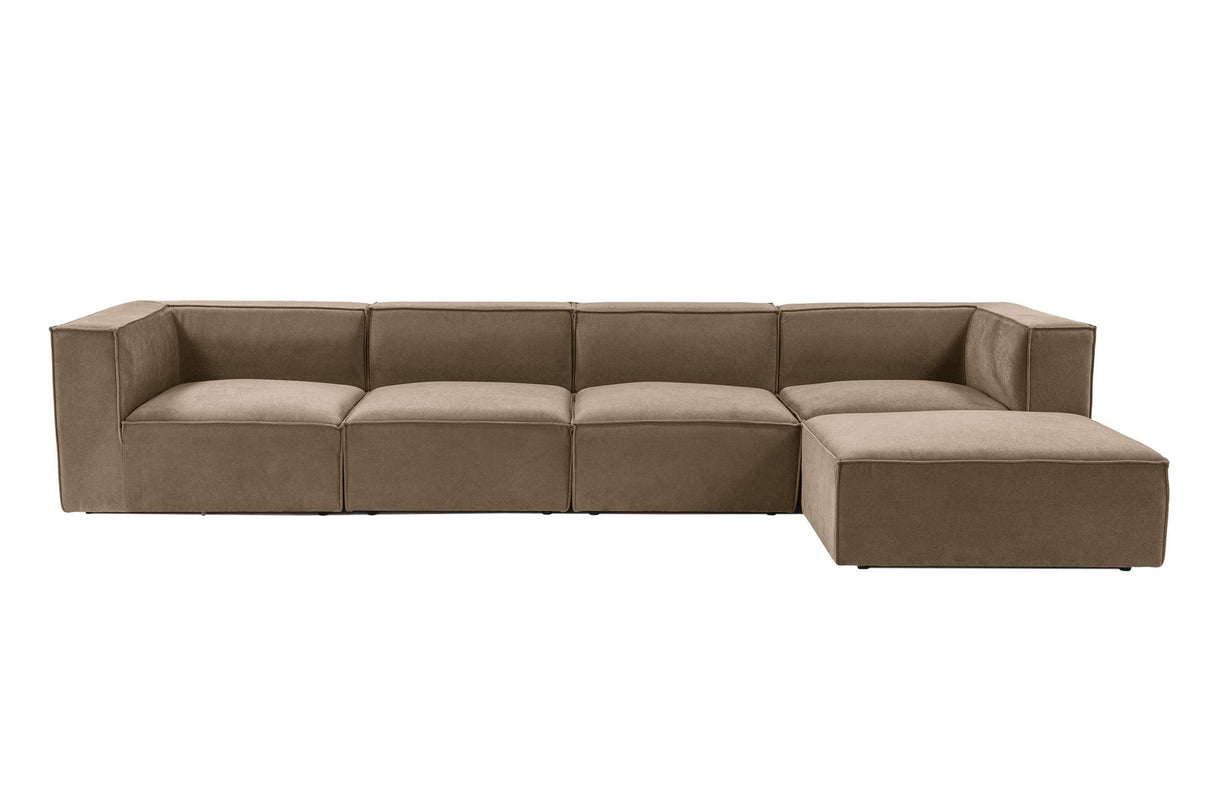 Modulares XXL-Ecksofa, taupefarbenes Leinen, 430 cm breit, Sora