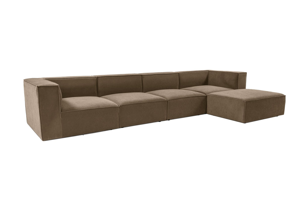 Modulares XXL-Ecksofa brauner Leinenstoff 430 cm breit Sora - rechts