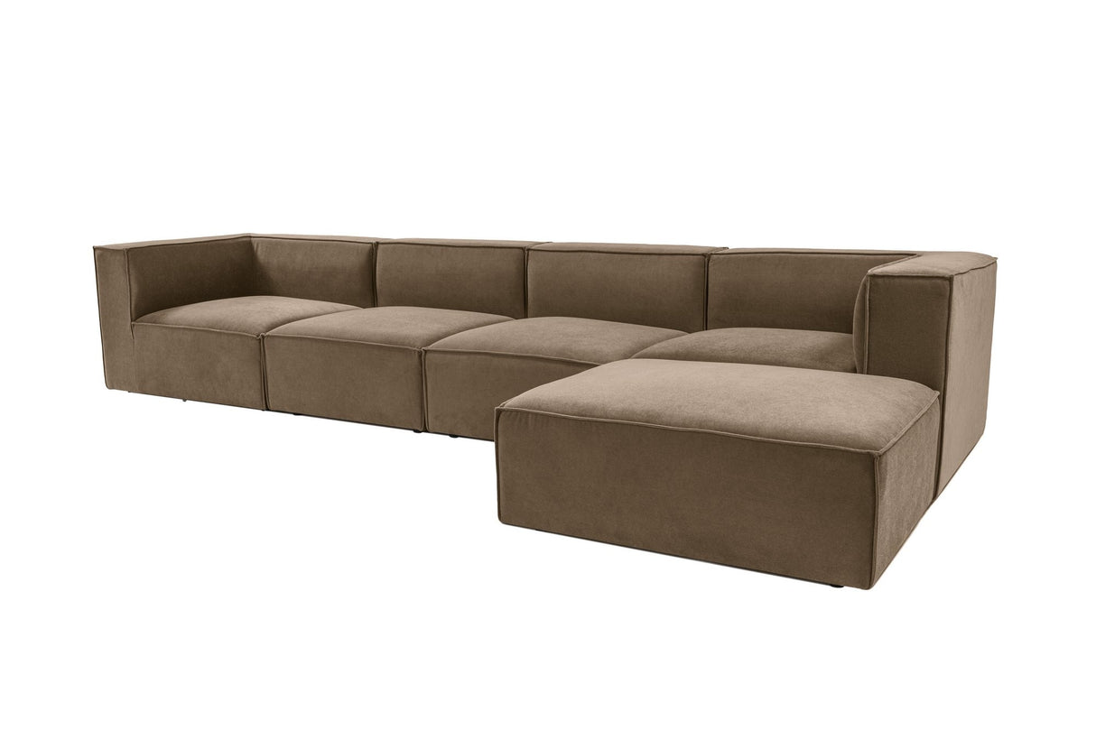 Modulares XXL-Ecksofa brauner Leinenstoff 430 cm breit Sora - rechts