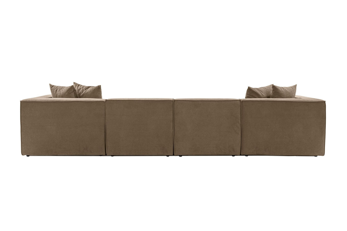 Modulares XXL-Ecksofa brauner Leinenstoff 430 cm breit Sora - rechts