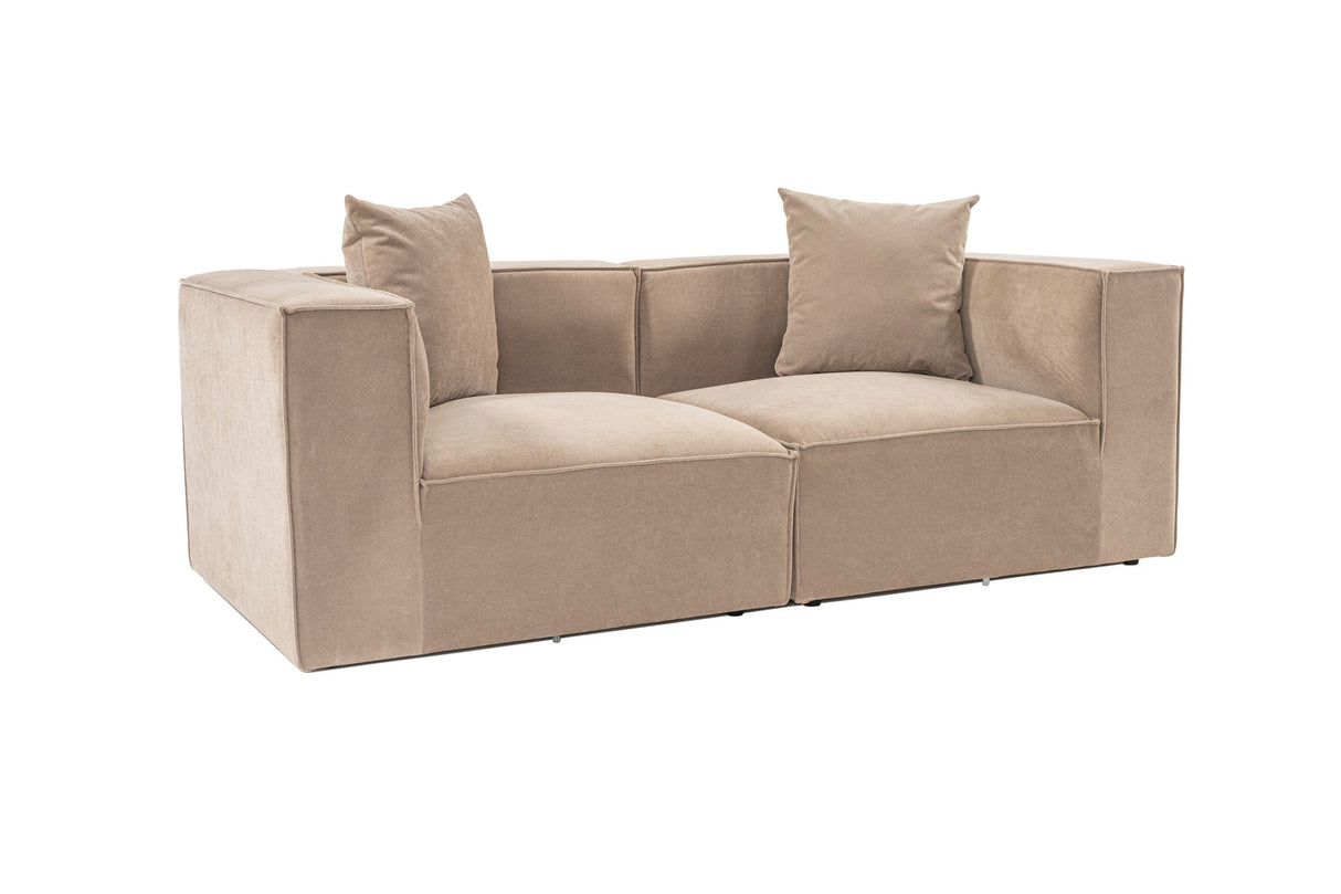 Modulares XXL 2-Sitzer-Sofa Sora 220 cm breit in Cappuccino-Leinen
