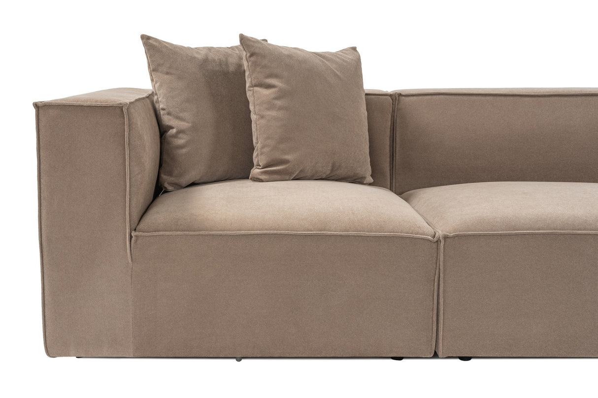 Modulares XXL 3-Sitzer-Sofa Sora 325 cm breit in Cappuccino-Leinen