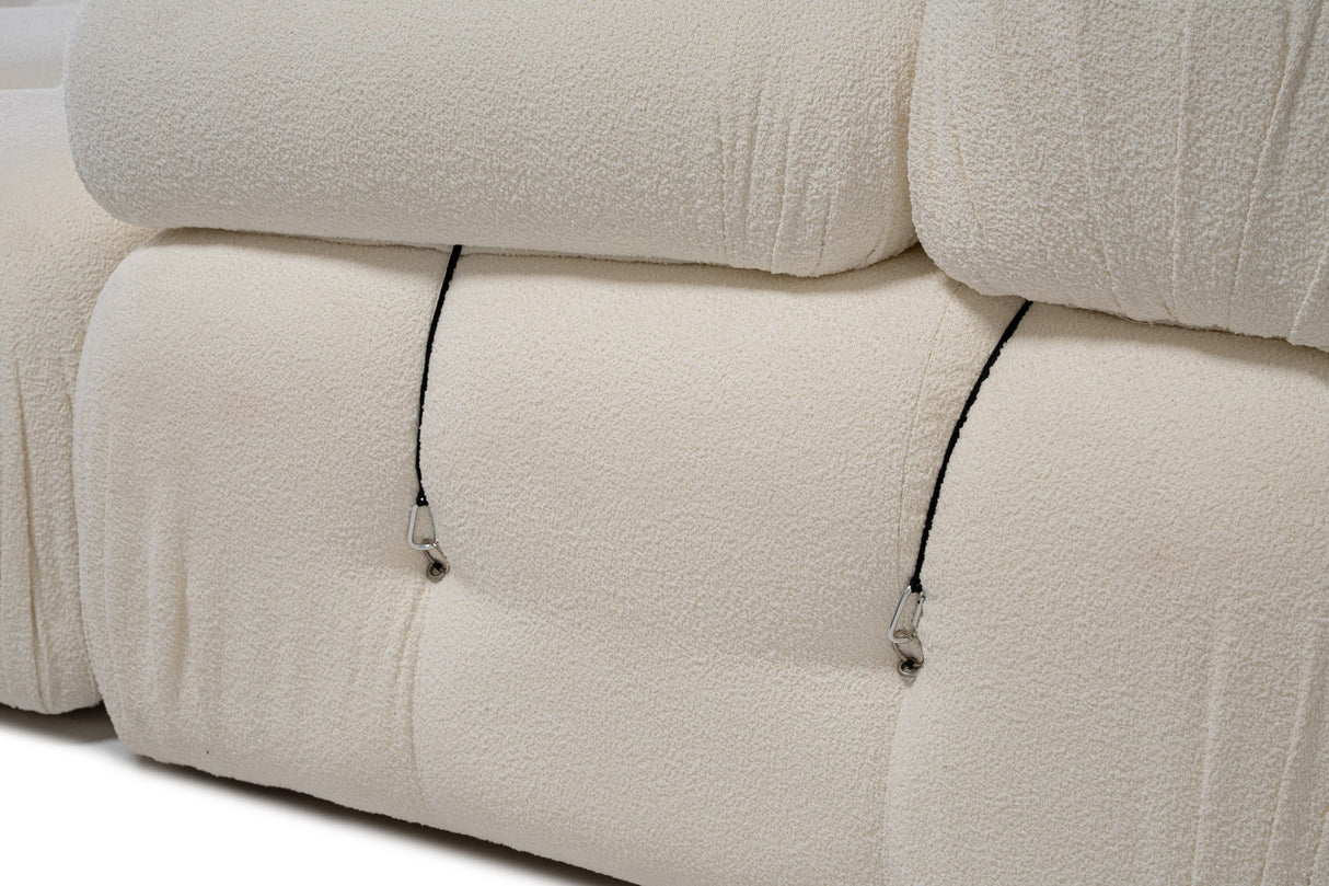 Modularer XXL Ecksofa Bubble mit Hocker - Bouclé Weiß