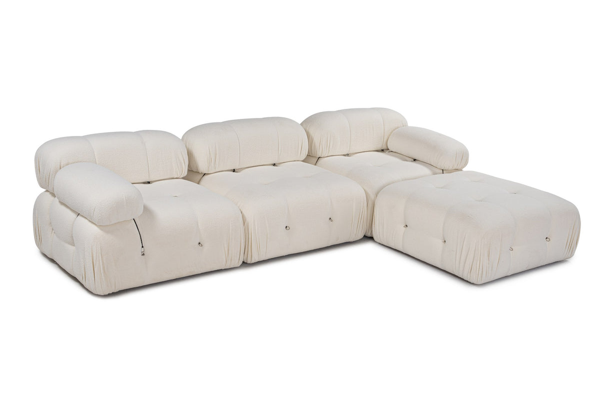 Modularer XXL Ecksofa Bubble mit Hocker - Bouclé Weiß