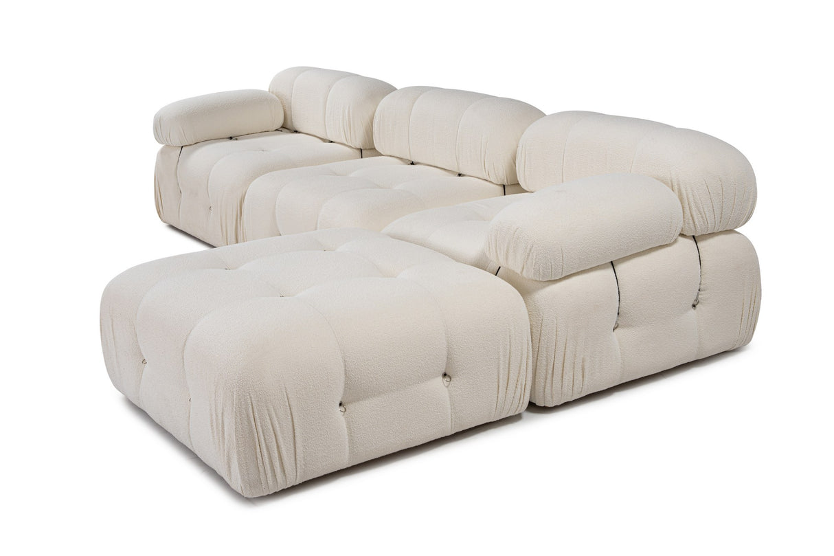 Modularer XXL Ecksofa Bubble mit Hocker - Bouclé Weiß