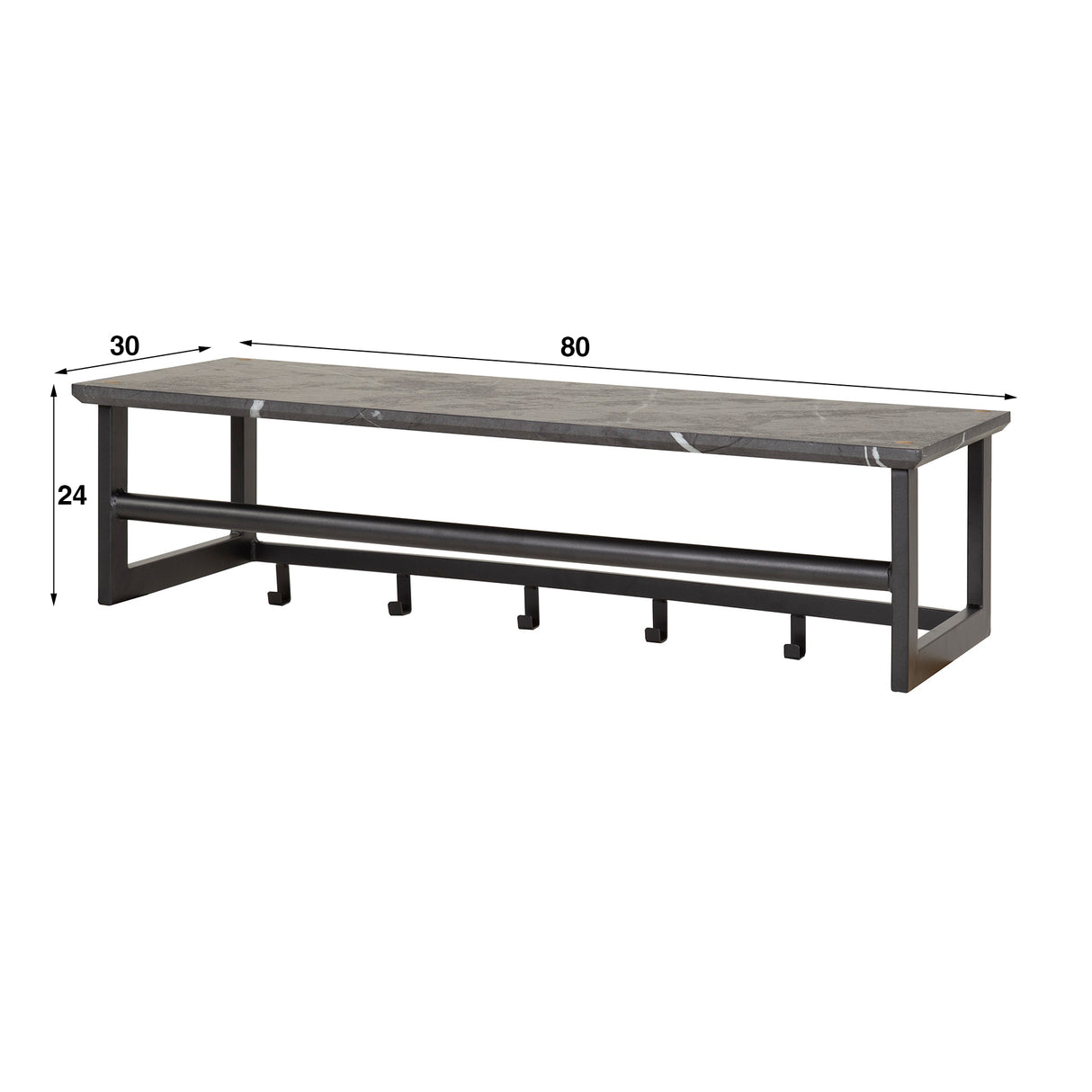 Garderobenständer Kris 6-Haken Schwarz - Mit Stange