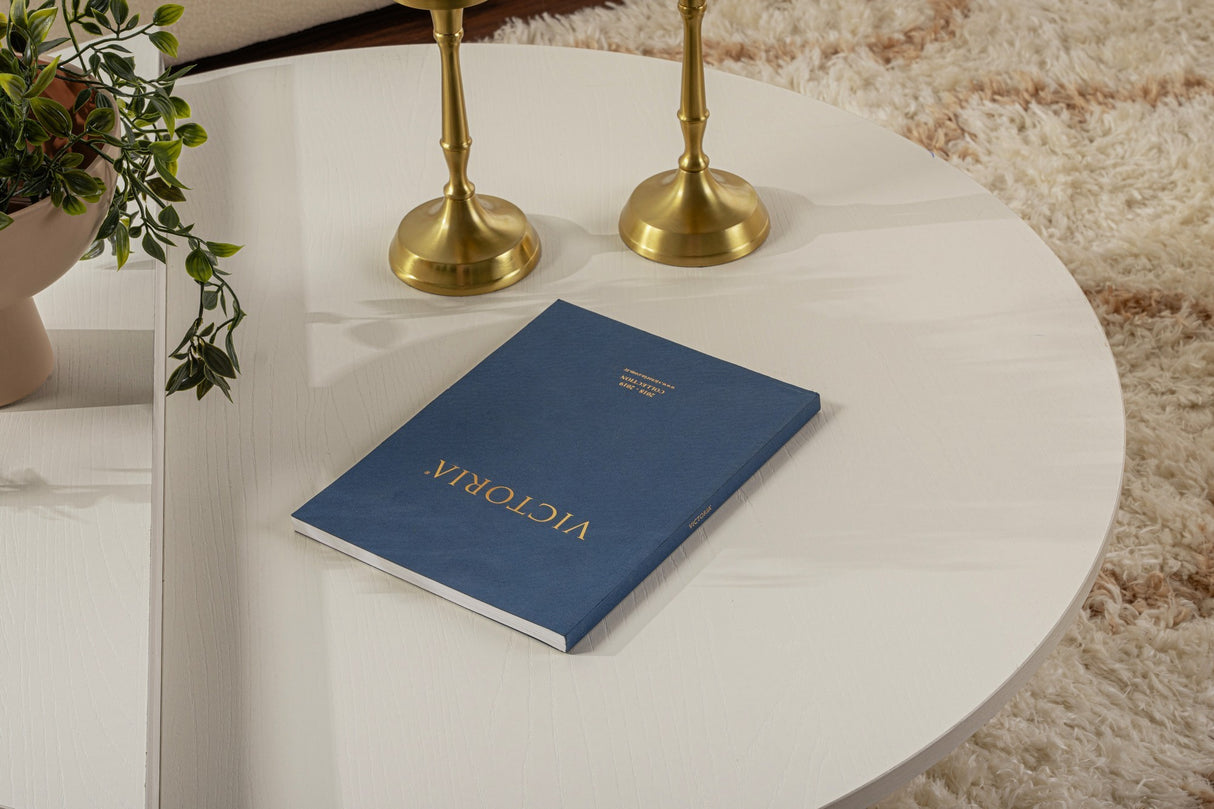 Runder Couchtisch Wood Weiß 85 cm Holzoptik Melamin Orin