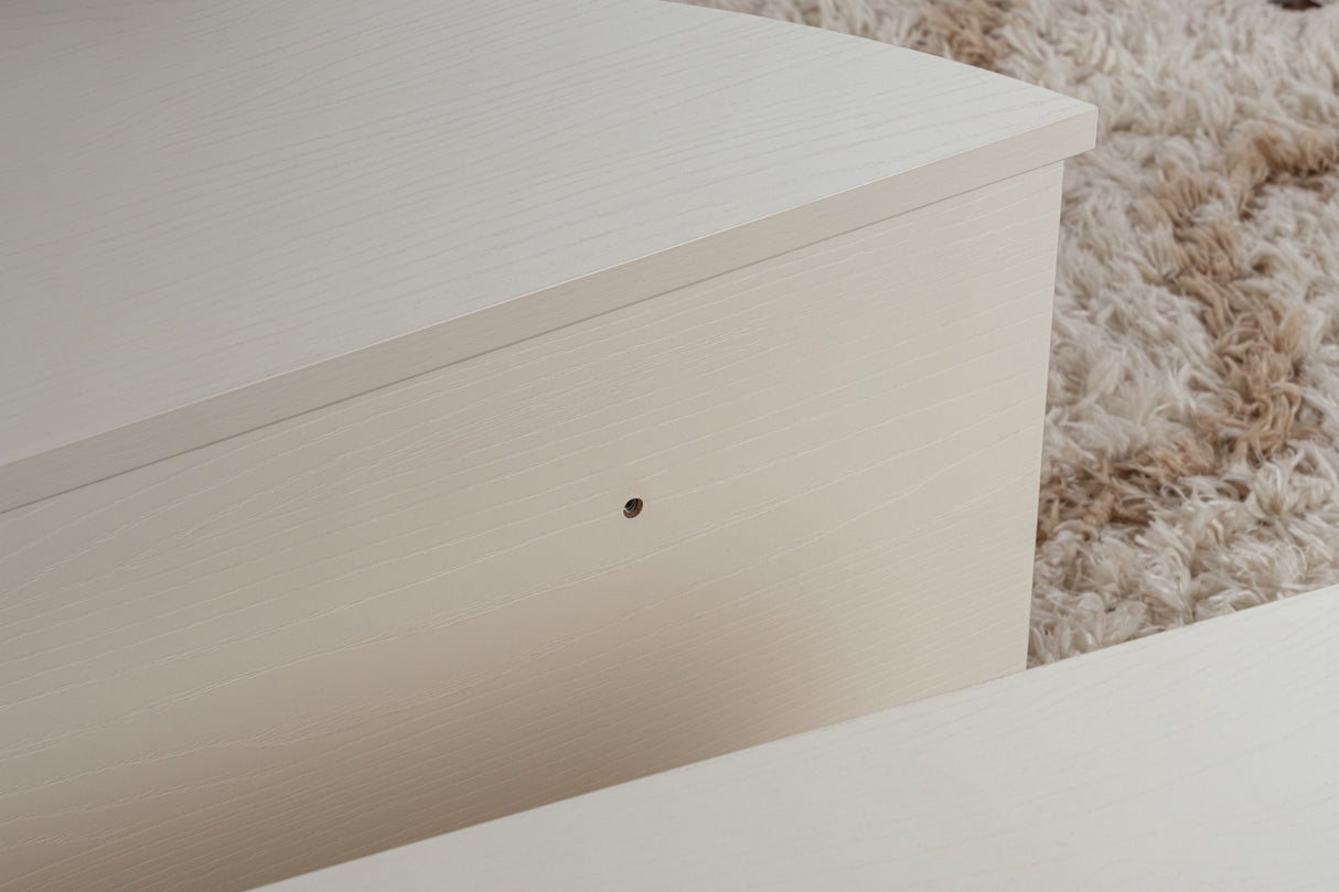 Runder Couchtisch Wood Weiß 85 cm Holzoptik Melamin Orin