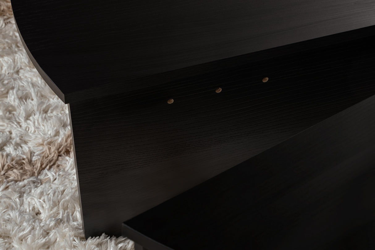 Runde Couchtisch Schwarz Gestuft Melamin 85 cm Orin