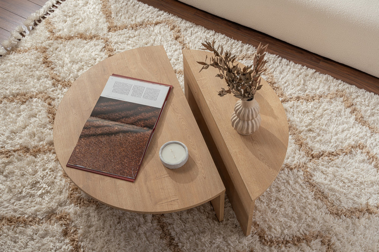 Runder Couchtisch Natur 85 cm Melamin Orin