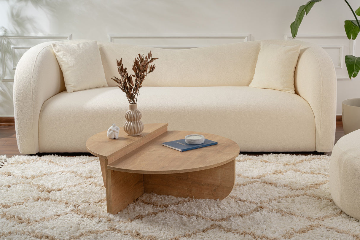 Runder Couchtisch Natur 85 cm Melamin Orin