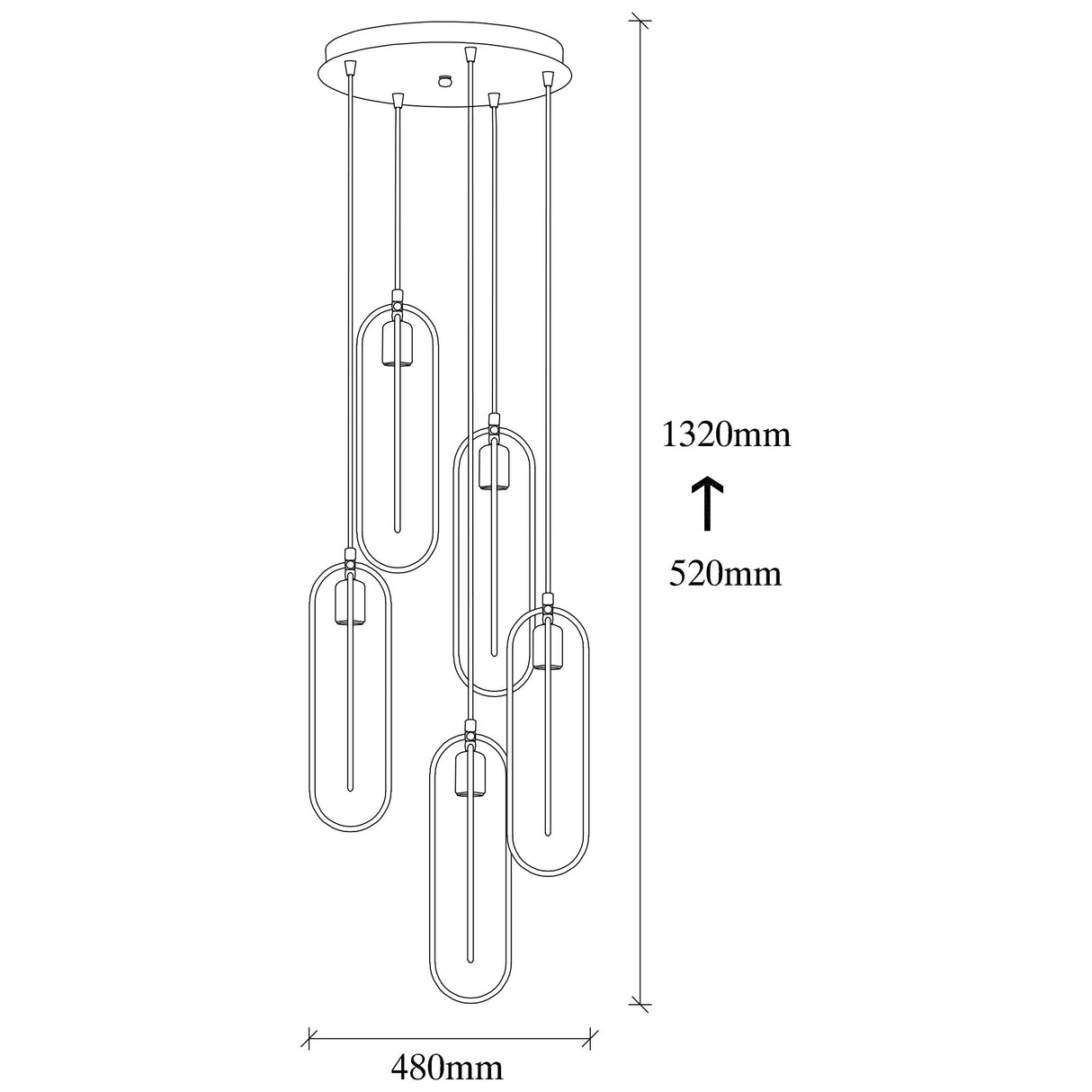 Hängelampe 5-flammig Schwarz Gold Metall Dune