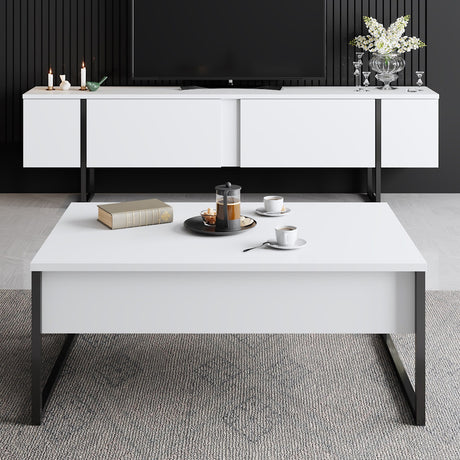 Rechteckiger Couchtisch White Luxury 90x60 - Schwarzer Rahmen