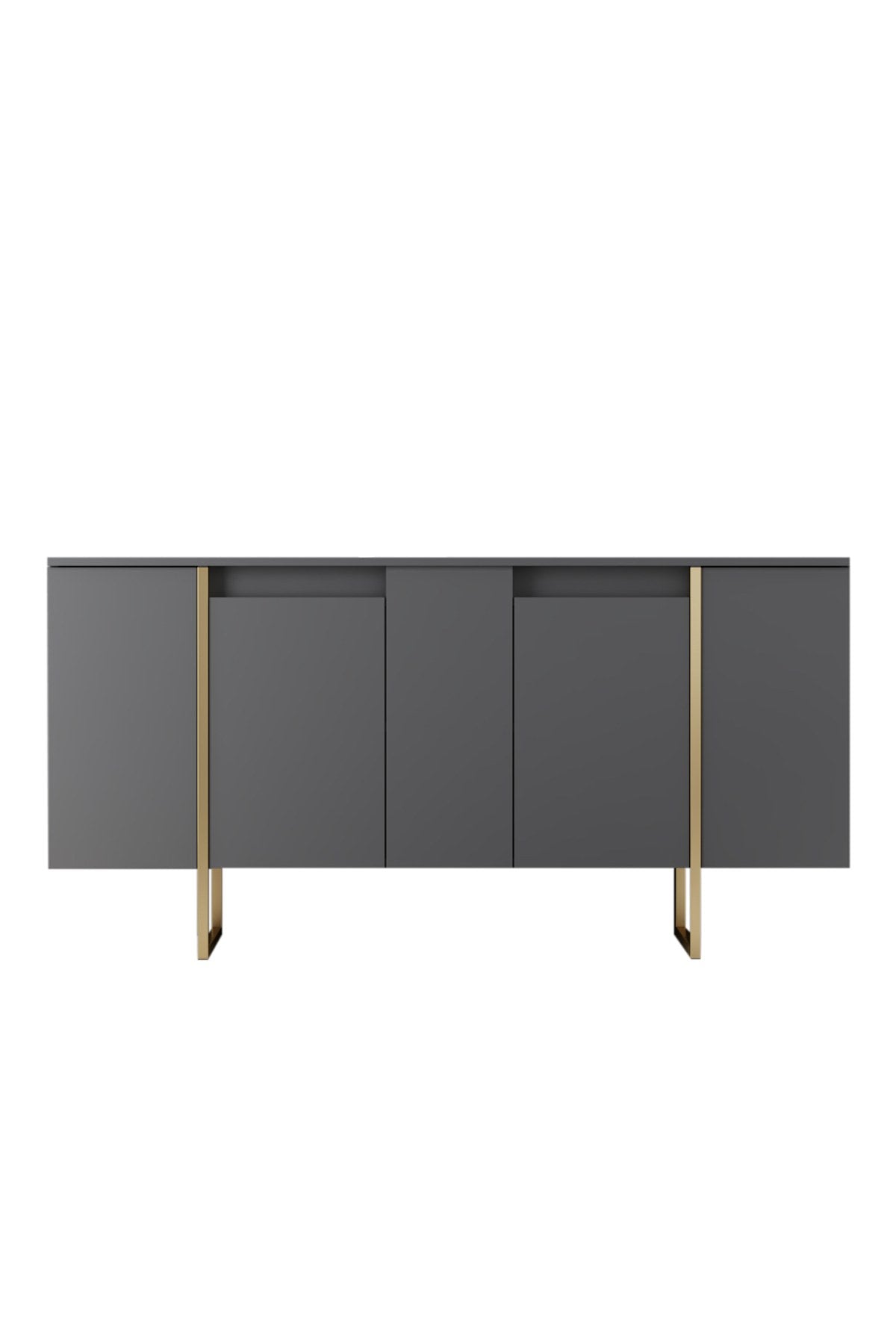 Modernes Sideboard Anthrazit Luxus 160x80x35 - Goldenes Gestell
