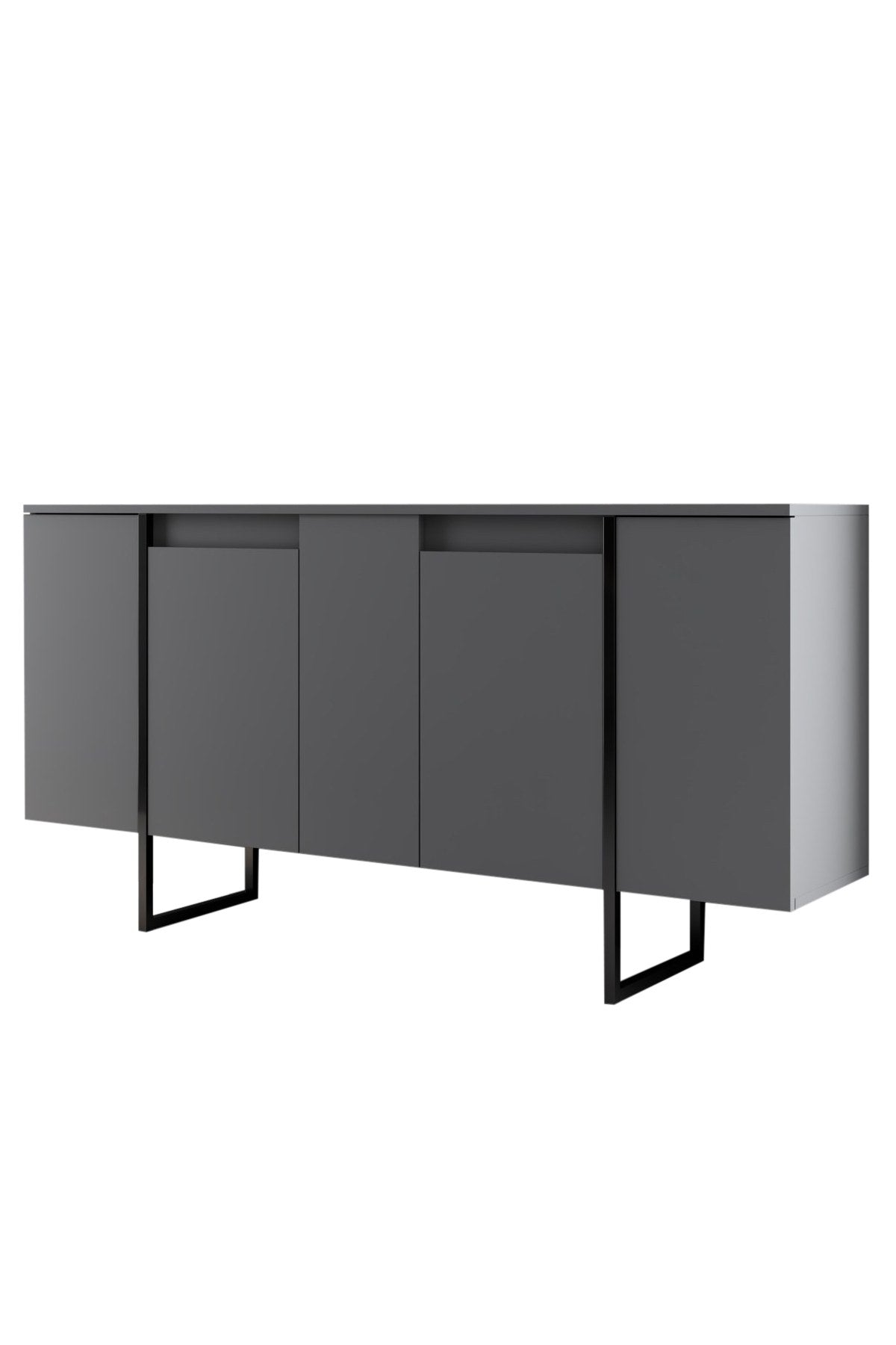 Möbelset Anthrazit Luxus - Couchtisch + TV-Schrank + Sideboard - Schwarzer Rahmen