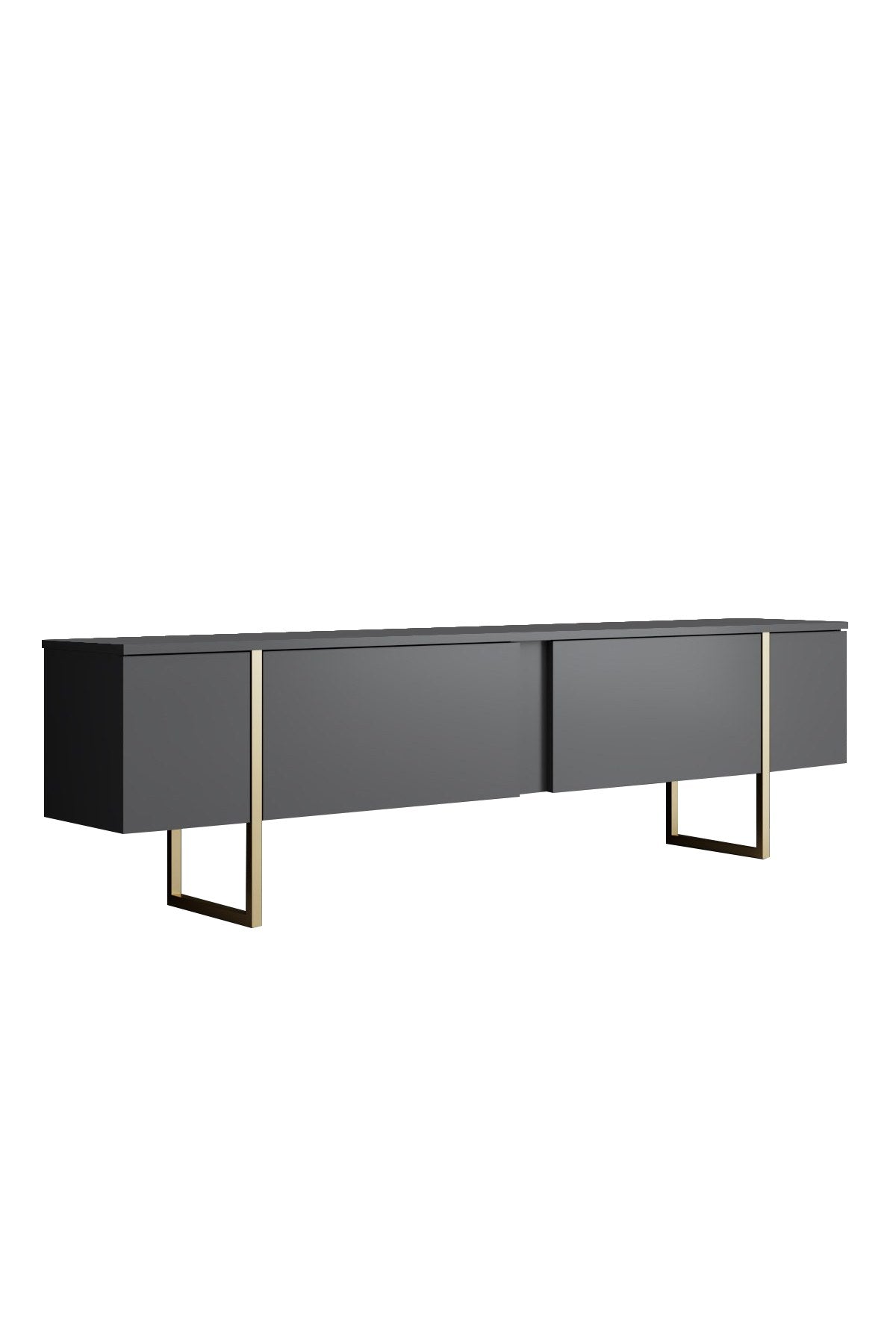 Möbelset Anthrazit Luxus - Couchtisch + TV-Schrank + Sideboard - Goldener Rahmen