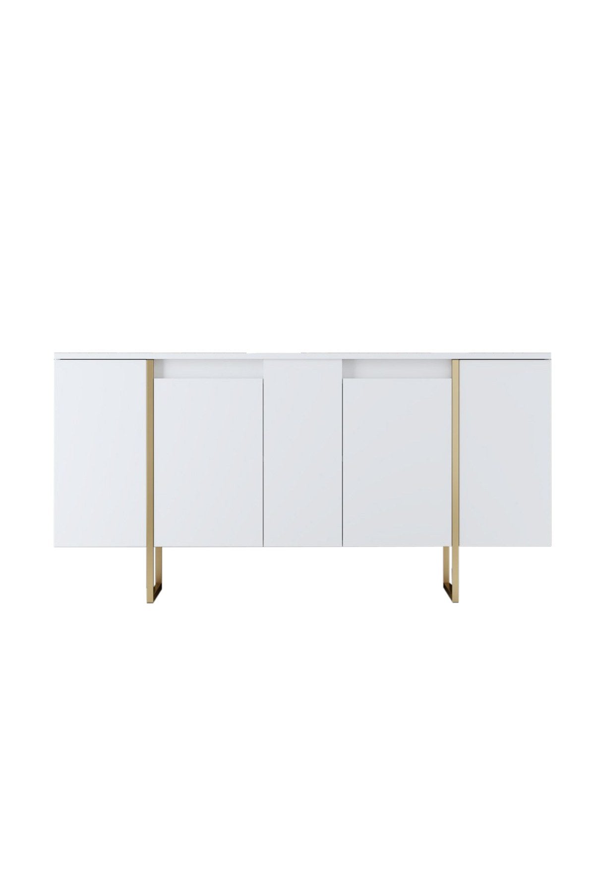 Möbelset White Luxury - Couchtisch + TV-Schrank + Sideboard - Goldener Rahmen