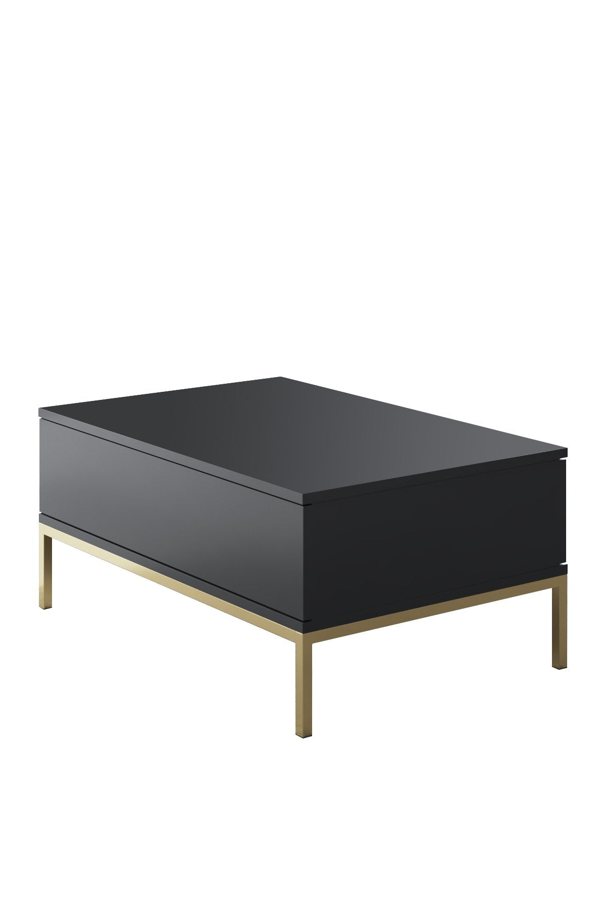 Rechteckiger Couchtisch Anthrazit Lord 90x60 - Goldener Rahmen