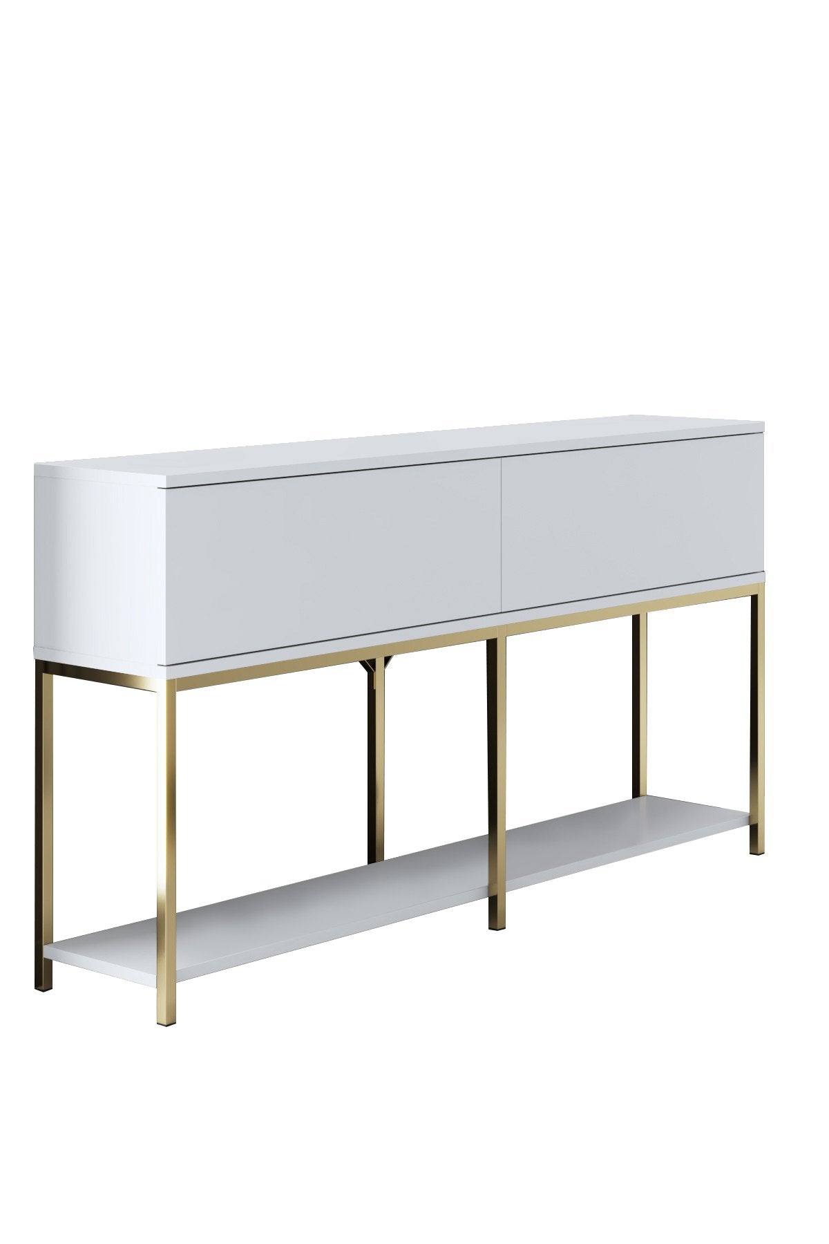 Moderne Kommode White Lord 150x30x80 - Goldener Rahmen - Zwei Fächer