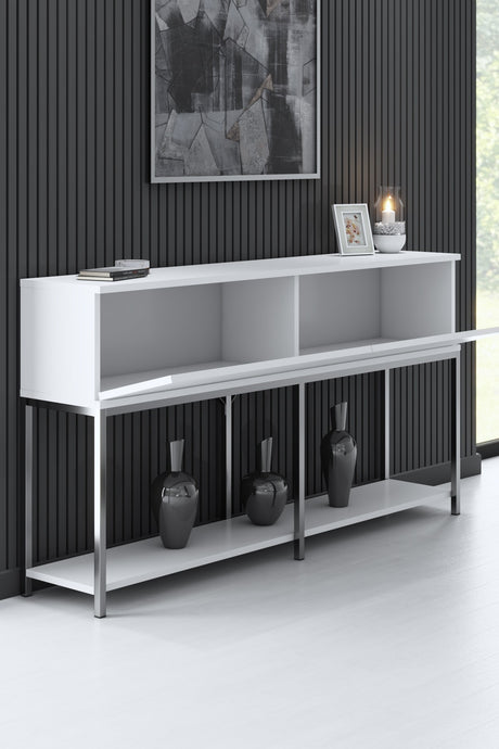 Moderne Kommode White Lord 150x30x80 - Silberner Rahmen - Zwei Fächer