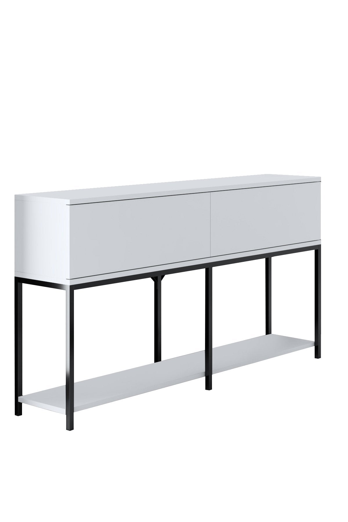 Moderne Kommode White Lord 150x30x80 - Schwarzer Rahmen - Zwei Fächer