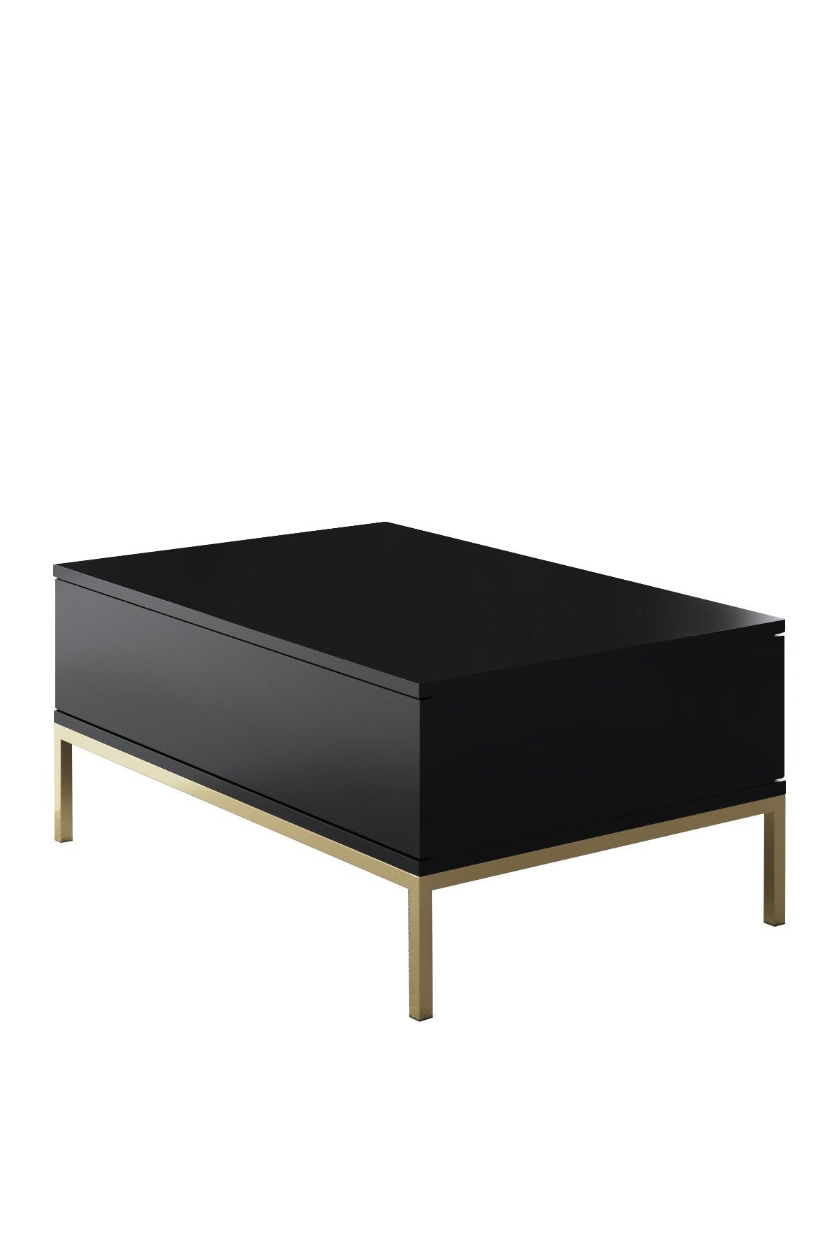 Rechteckiger Couchtisch Black Lord 90x60 - Goldener Rahmen
