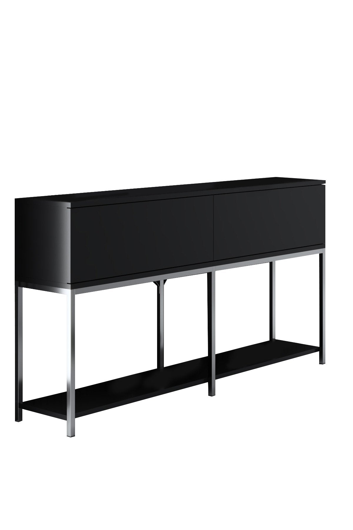 Moderne Kommode Black Lord 150x30x80 - Silberner Rahmen - Zwei Fächer