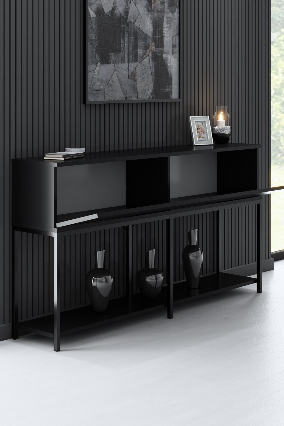 Moderne Kommode Black Lord 150x30x80 - Zwei Fächer