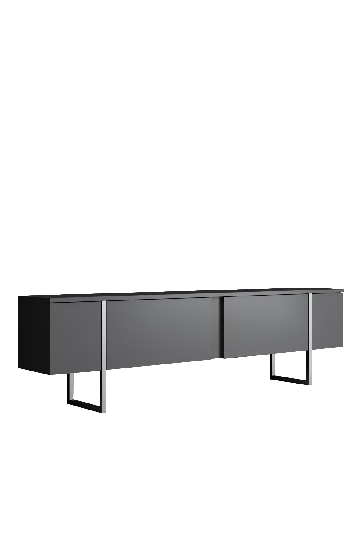 Möbelset Anthrazit Luxus - Couchtisch + TV-Schrank + Sideboard - Silberner Rahmen