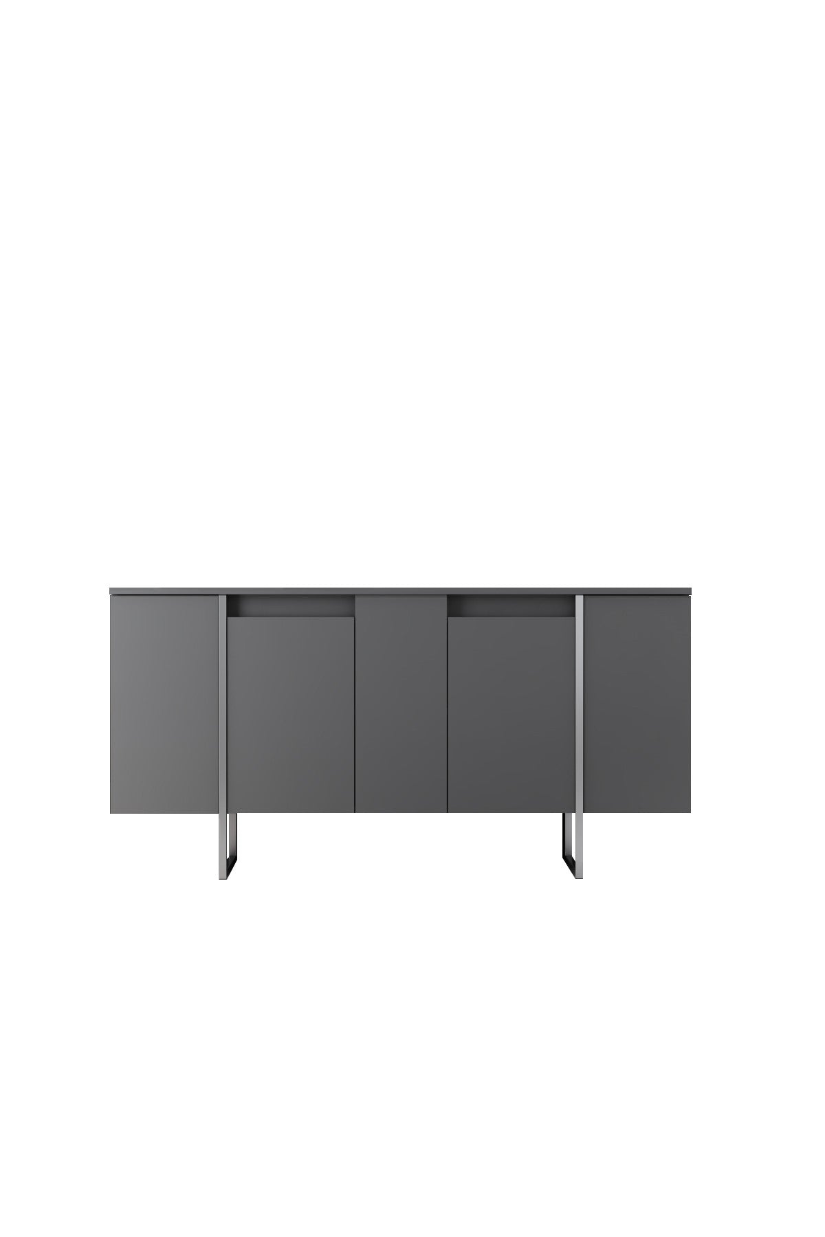 Möbelset Anthrazit Luxus - Couchtisch + TV-Schrank + Sideboard - Silberner Rahmen