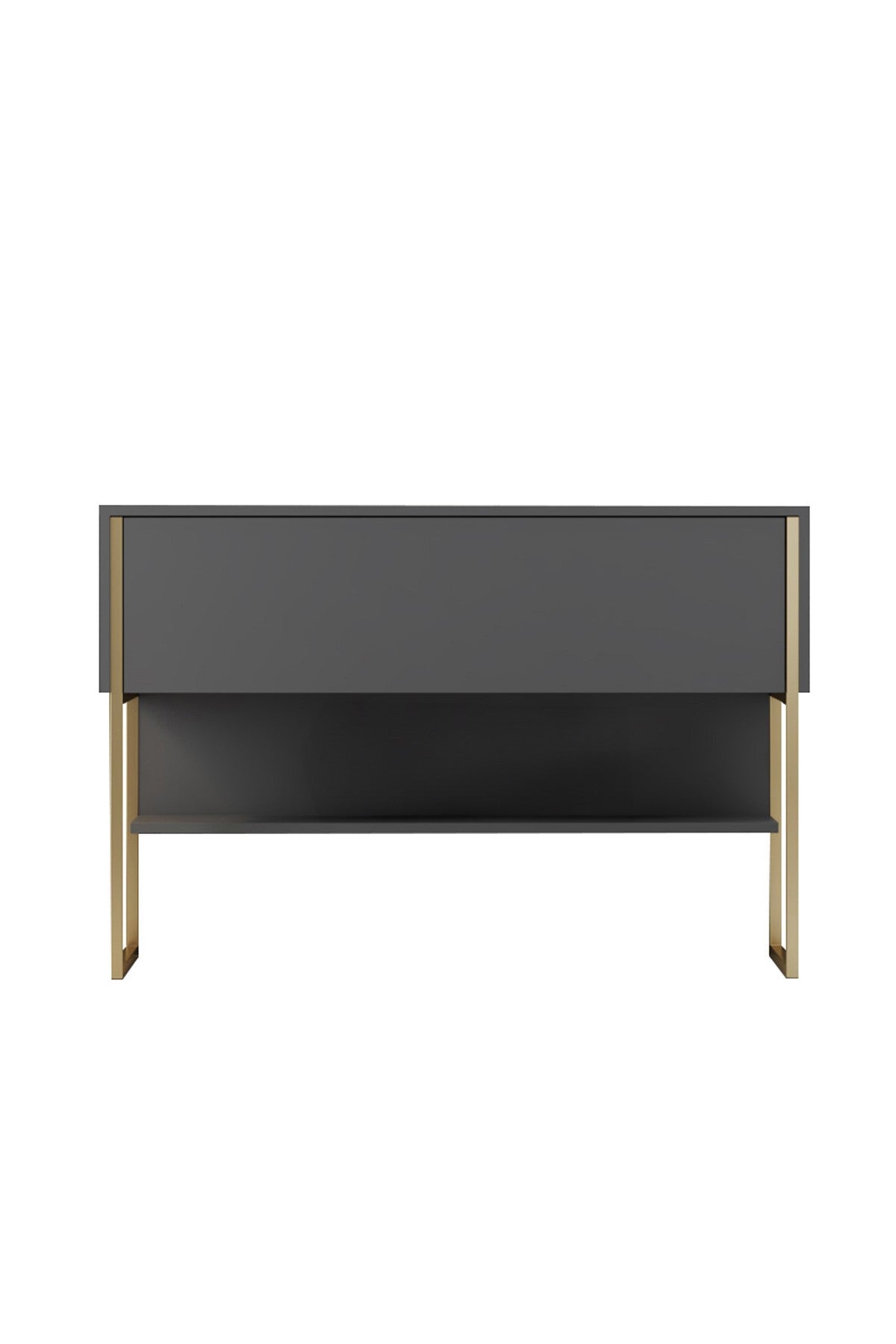 Modernes Sideboard Anthrazit Luxus 120x80x30 - Goldener Rahmen - Ein Fach