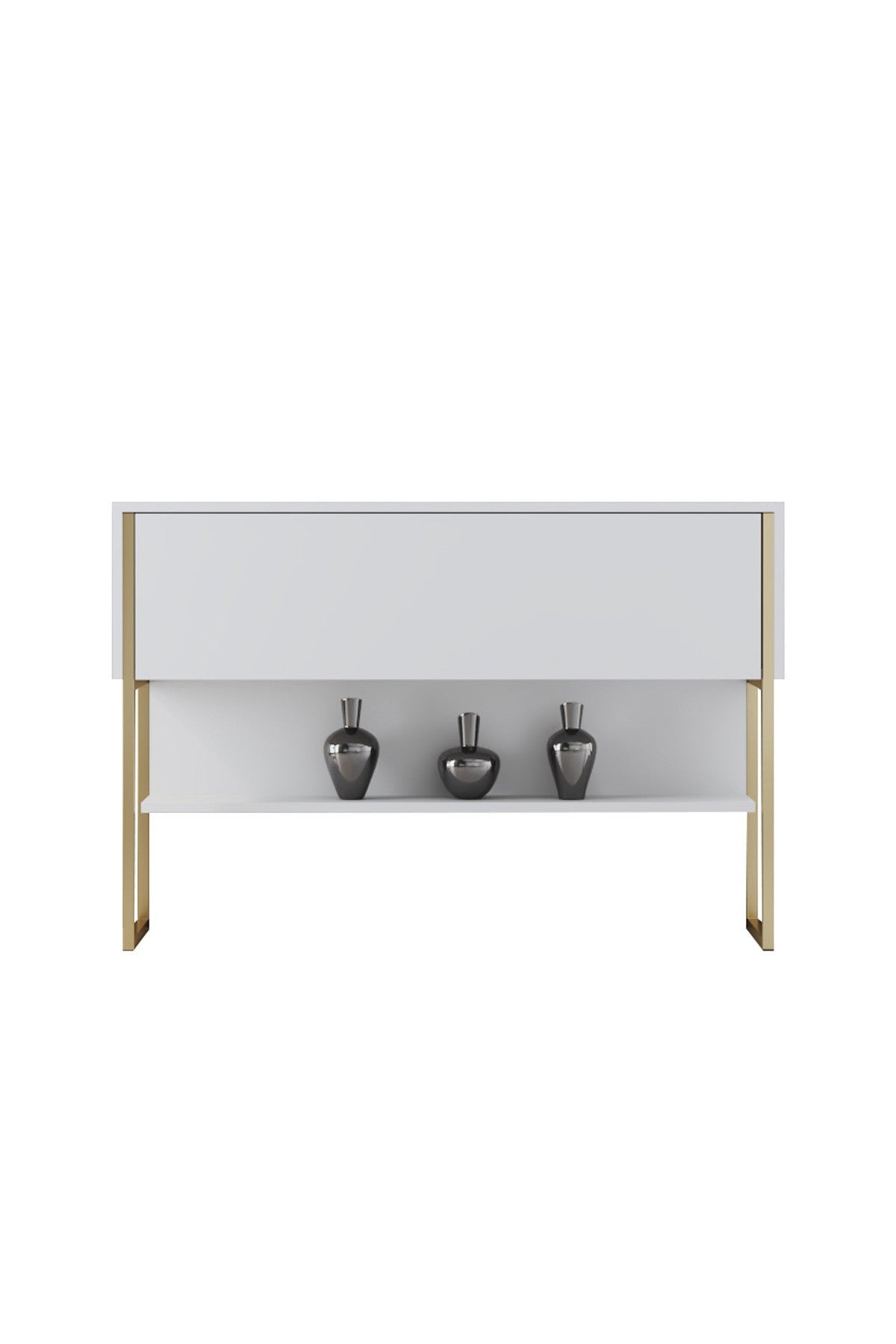 Modernes Sideboard Weiß Luxus 120x80x30 - Goldrahmen - Ein Fach