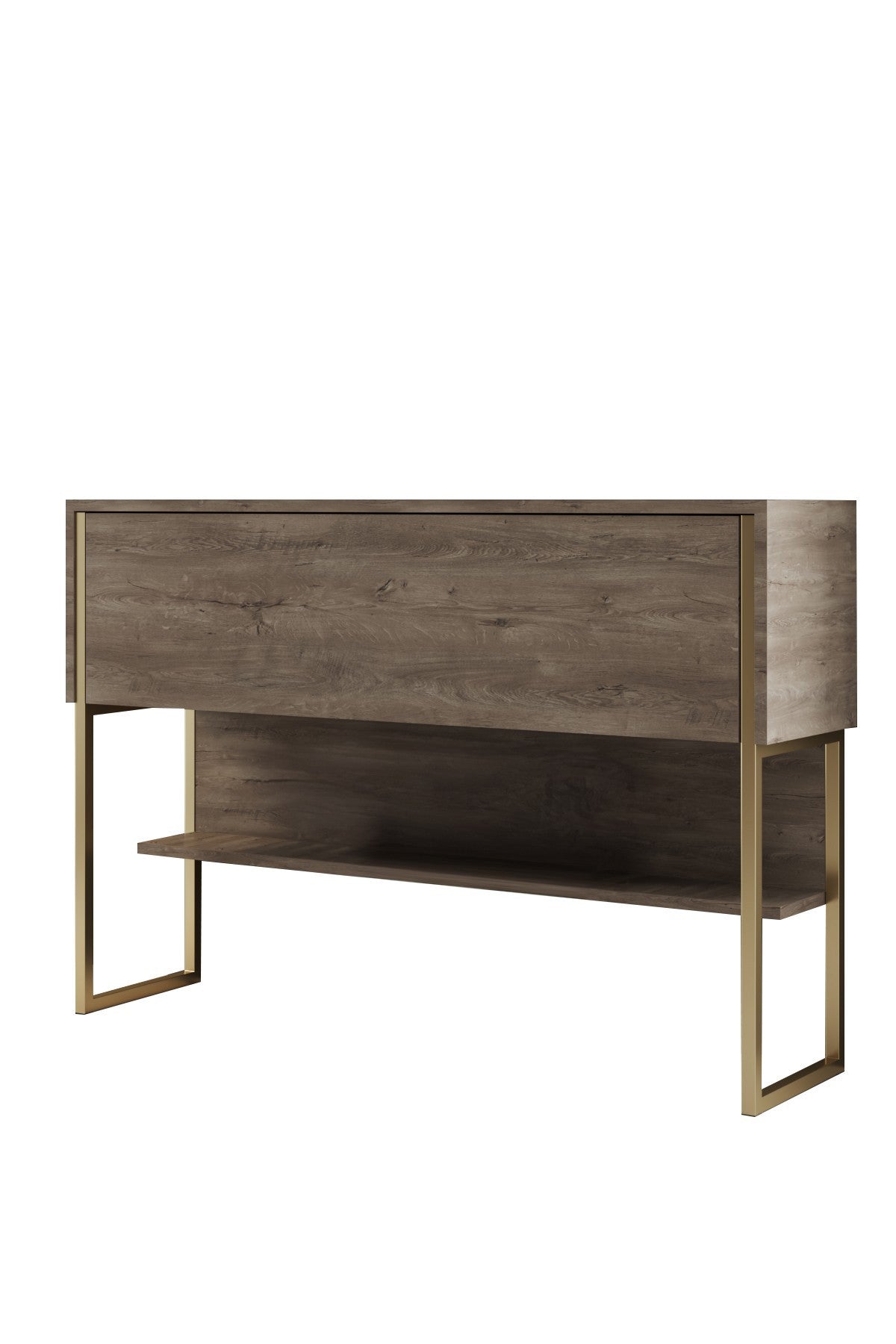 Modernes Sideboard Walnuss Luxus 120x80x30 - Goldrahmen - Ein Fach