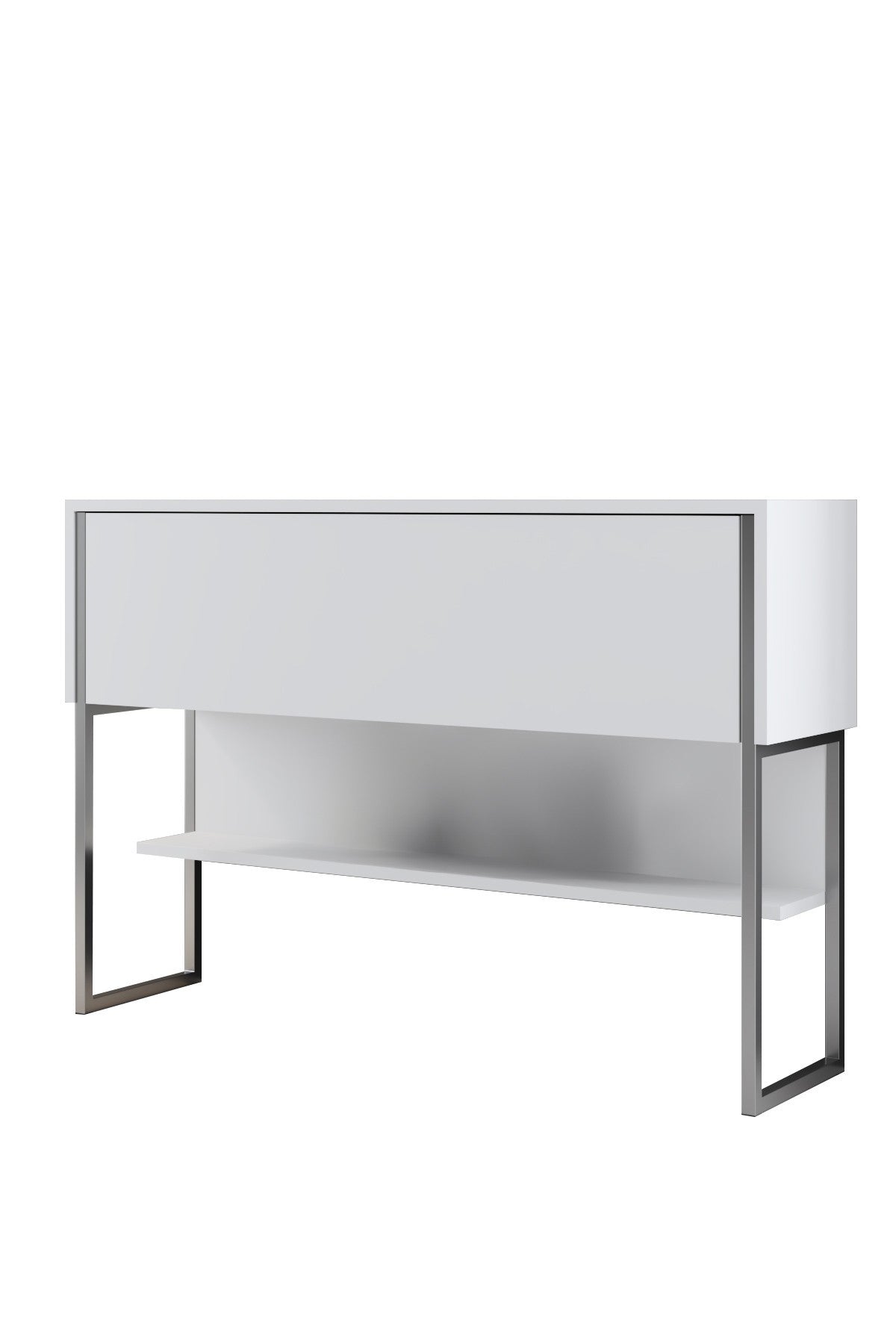 Modernes Sideboard Weiß Luxus 120x80x30 - Silberrahmen - Ein Fach
