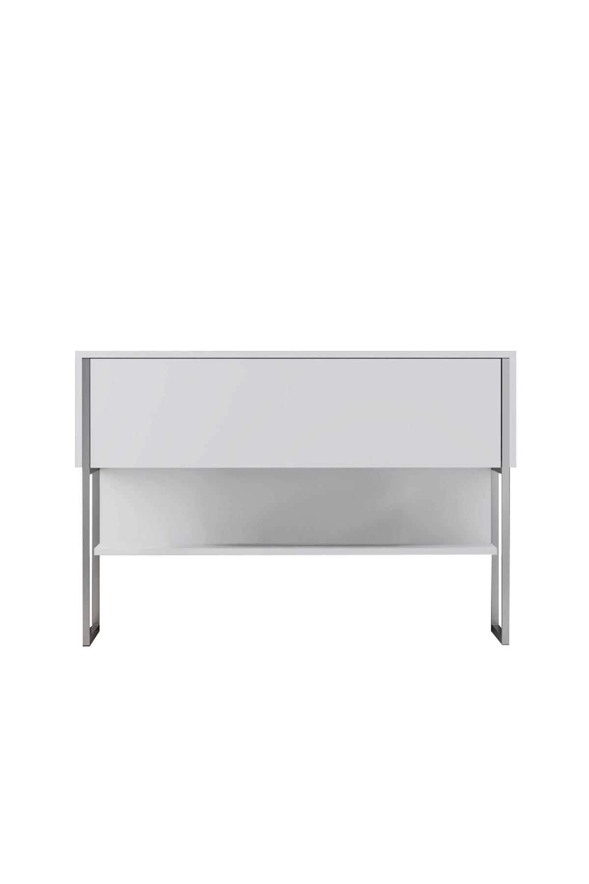 Modernes Sideboard Weiß Luxus 120x80x30 - Silberrahmen - Ein Fach
