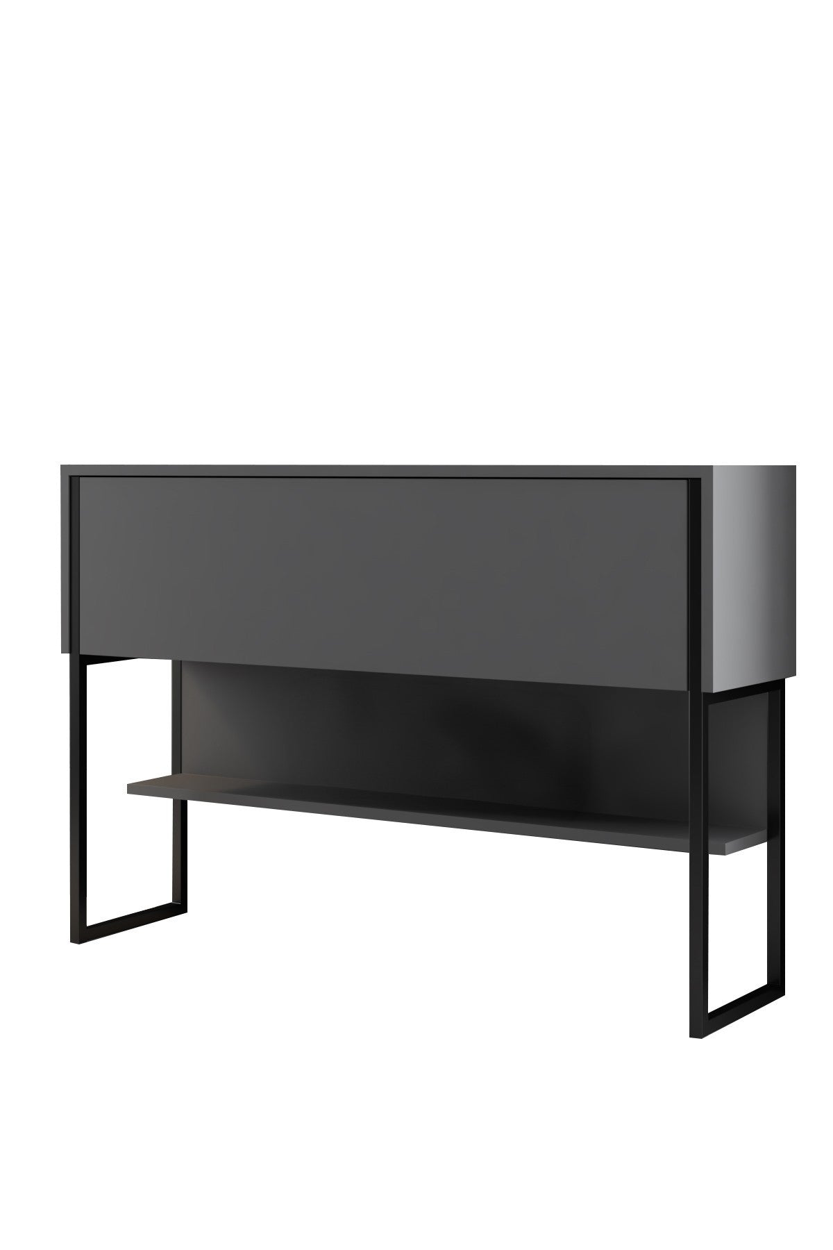Modernes Sideboard Anthrazit Luxus 120x80x30 - Schwarzes Gestell - Ein Fach