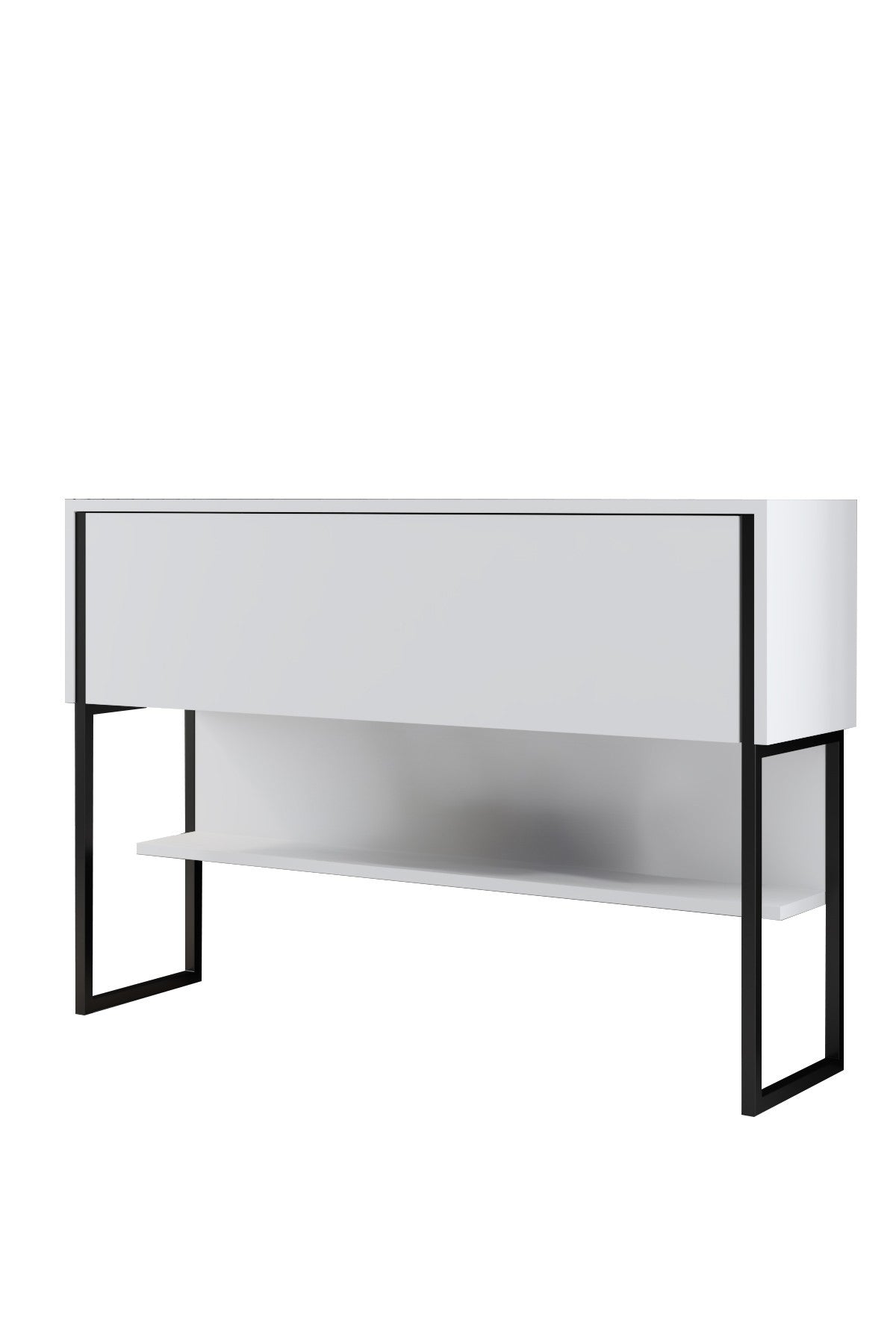 Modernes Sideboard Weiß Luxus 120x80x30 - Schwarzes Gestell - Ein Fach